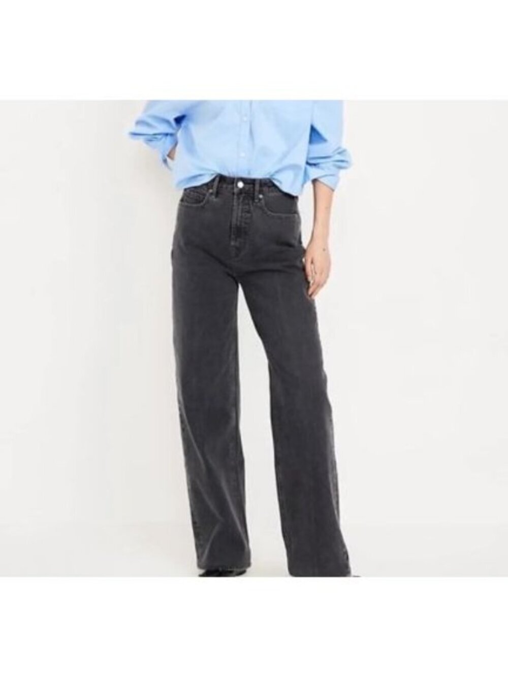 Old Navy Black Extra High-Waisted Sky-Hi Wide-Leg Jeans